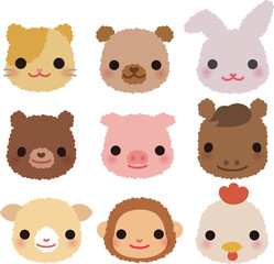いろいろな動物の顔