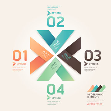 Modern arrow origami style number options banner. Vector