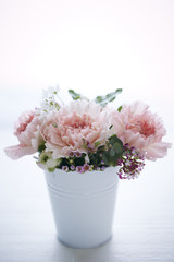 bright flowers in basket