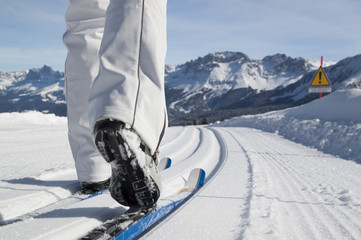cross-country skiing in Dolomites