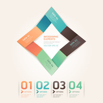 Modern arrow origami style number options banner. Vector