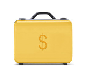 beautiful golden briefcase representing dollar money and busines