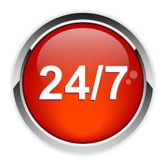 button 24/7 glossy icon