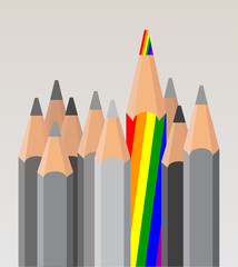 gay illustration; different pencil