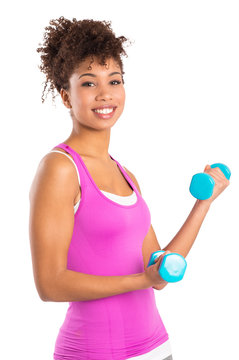 Young Woman Lifts Weights