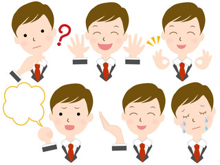 スーツを着た男性　サラリーマン　表情　セット