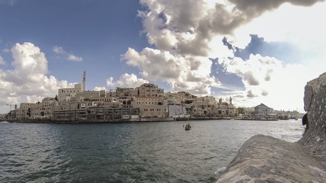 Tel Aviv Jaffa harbor time lapse panorama