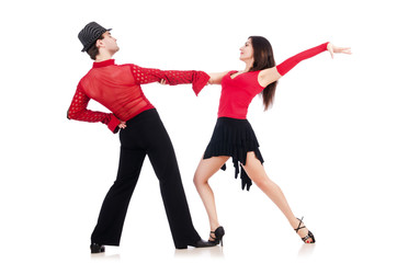 Pair of dancers isolated on the white