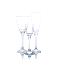 Wine glasses on white