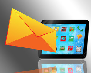 envelope and tablet