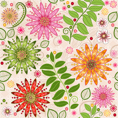 Spring colorful seamless floral pattern
