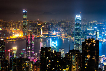 Hong Kong at night.