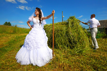 Fototapeta premium Wedding.Honeymoon in the village