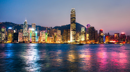 Naklejka premium Hong Kong Harbour at sunset.