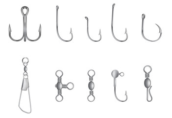 hooks and other fishing equipment vector illustration
