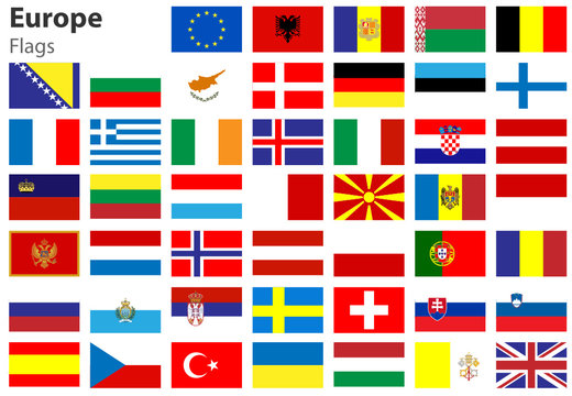 Europe Flags, Europa Fahnen Flaggenset