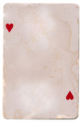 old grunge playing card background with two hearts - 51036522