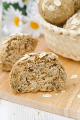 bread rolls wholemeal with oat flakes is a sectional vertical