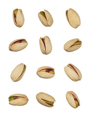 Pistachios nuts isolated on white background, close up