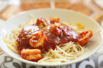 spaghetti with shrimp