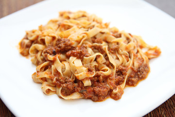 spaghetti fettuccine with beef  sauce