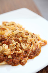 spaghetti fettuccine with beef  sauce