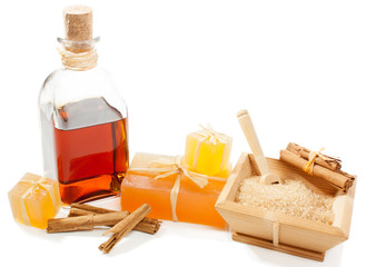Spa setting with cinnamon