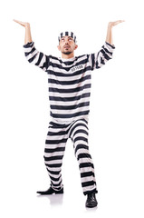 Convict criminal in striped uniform