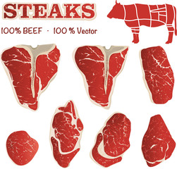 Vector Illustration Steak Cuts