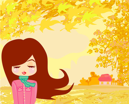 beautiful girl in autumn