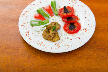 Grilled vegetables served in the plate