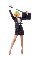 Woman clown in business suit