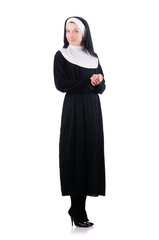Naklejka premium Young nun in religious concept