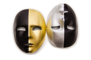 Shiny masks isolated on white background