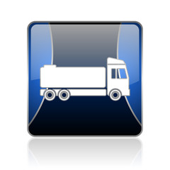 truck blue square web glossy icon