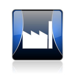 industry blue square web glossy icon