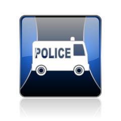 police blue square web glossy icon