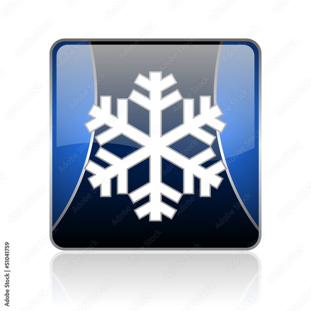Aufkleber snowflake blue square web glossy icon