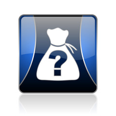riddle blue square web glossy icon