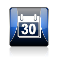 calendar blue square web glossy icon