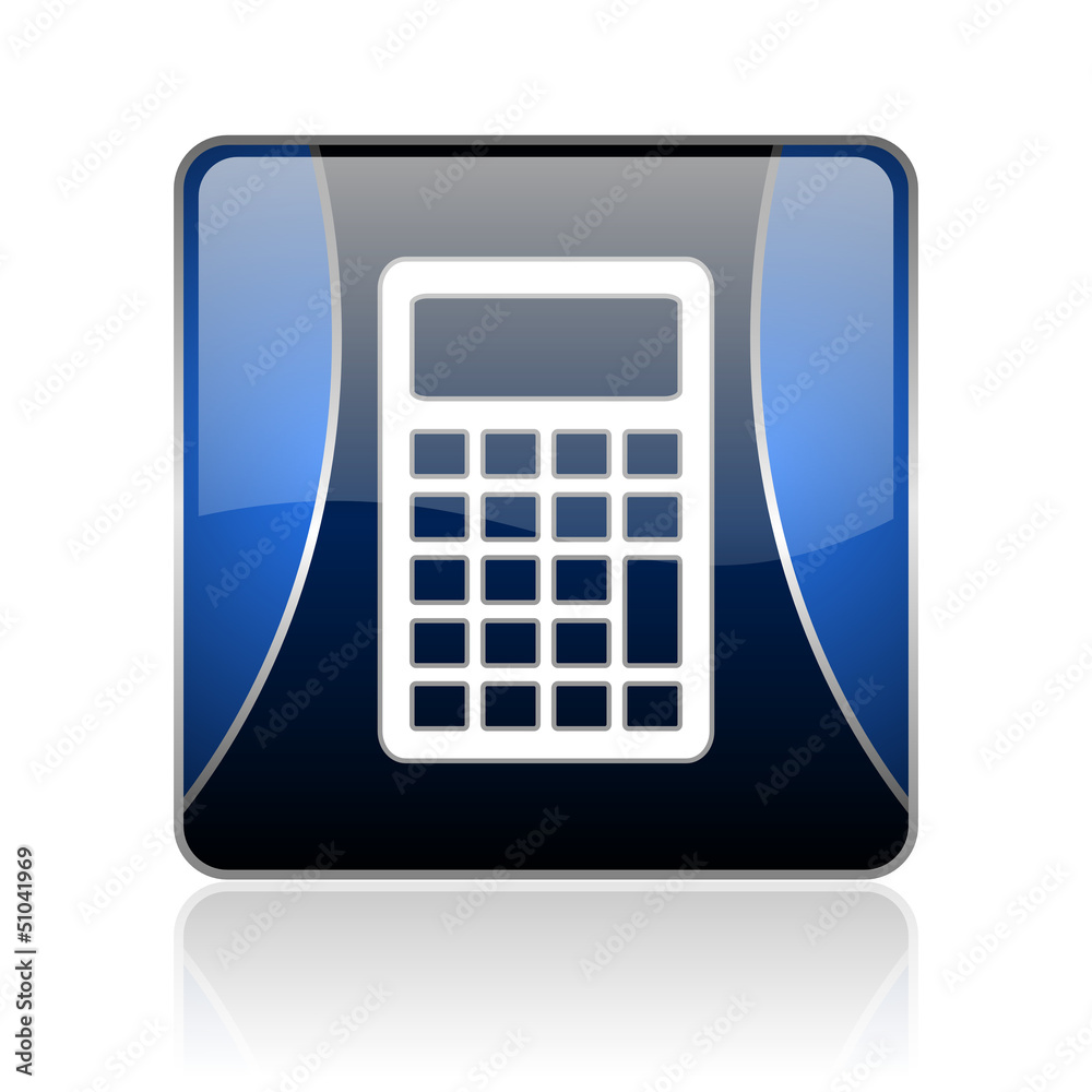 Poster calculator blue square web glossy icon