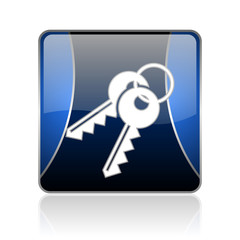 keys blue square web glossy icon