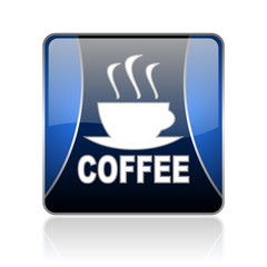 coffee blue square web glossy icon