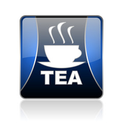 tea blue square web glossy icon
