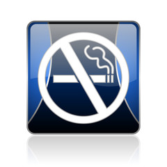 no smoking blue square web glossy icon