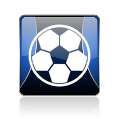 soccer blue square web glossy icon
