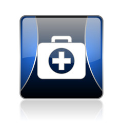 Obraz premium first aid kit blue square web glossy icon