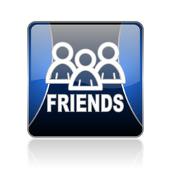 friends blue square web glossy icon