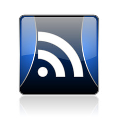 rss blue square web glossy icon