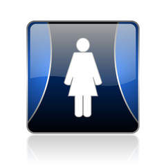 woman blue square web glossy icon